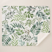 Couverture Sherpa Verdure botanique Feuille Aquarelle   (Devant (Horizontal))