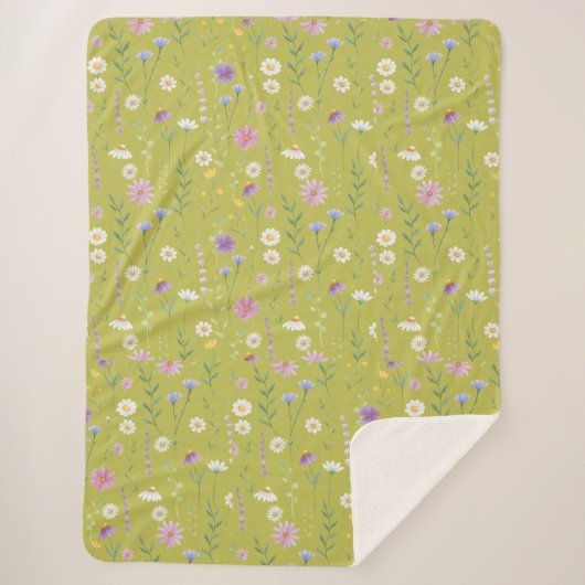 Couverture Sherpa Verdure moderne Aquarelle Rustique Botanique flora (Devant)