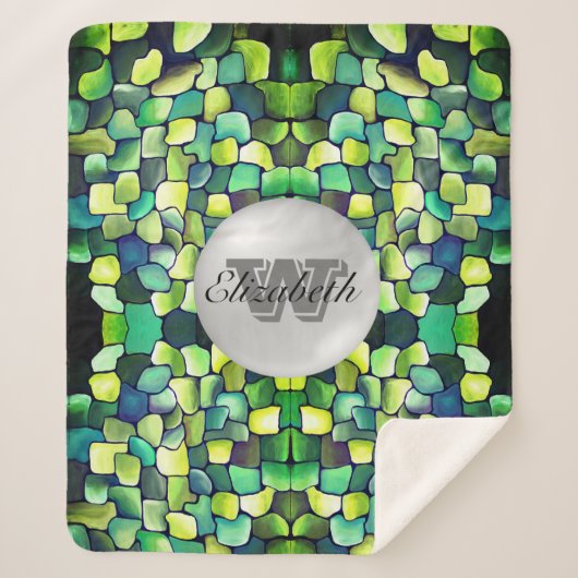 Couverture Sherpa Verdure monographique Motif géométrique vif (Devant)