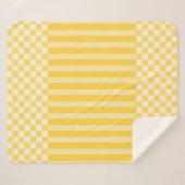 Couverture Sherpa Vérificateurs et rayures géométriques jaunes (Devant (Horizontal))