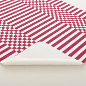 Couverture Sherpa Vérificateurs et rayures géométriques rouges et bl (3/4)