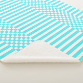 Couverture Sherpa Vérificateurs et rayures géométriques Turquoise et (3/4)