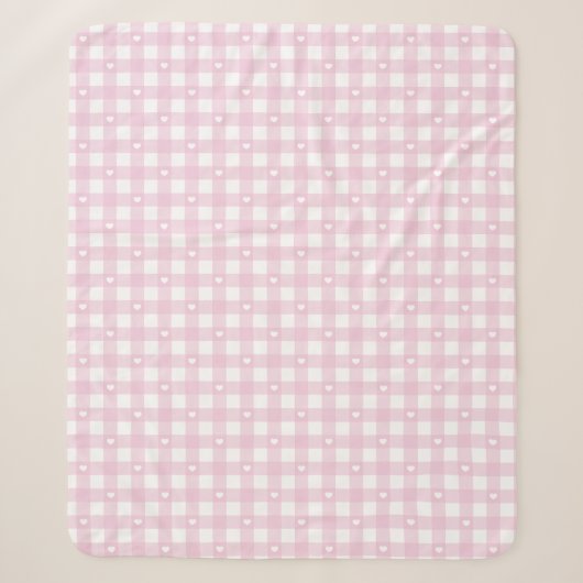 Couverture Sherpa Vérifications Rose Pastel (Devant)