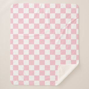 Couverture Sherpa Vérifier le Motif de tableau de bord rose et blanc