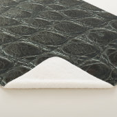 Couverture Sherpa Véritable alligator noir texture cuir, gros plan (3/4)