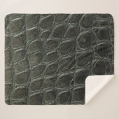 Couverture Sherpa Véritable alligator noir texture cuir, gros plan (Devant (Horizontal))