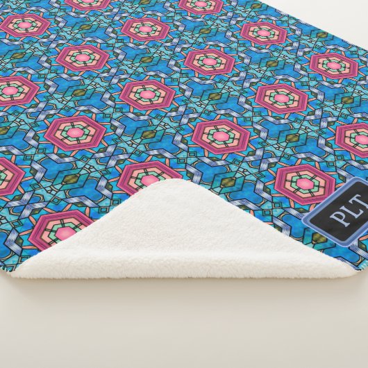 Couverture Sherpa Verre bleu rose - Art Déco - Ajouter des initiales (3/4)