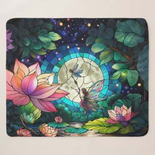 Couverture Sherpa Verre coloré petite fée avec libellule
