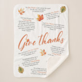 Couverture Sherpa Versets de la Bible de Thanksgiving avec feuilles  (Devant)