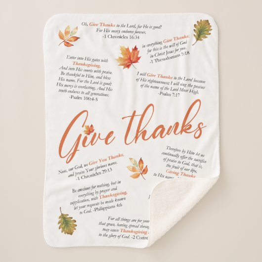 Couverture Sherpa Versets de la Bible de Thanksgiving avec feuilles  (Devant)