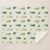Couverture Sherpa Vert de menthe de motif de cactus d'aquarelle (Devant (Horizontal))