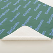Couverture Sherpa Vert et bleu Personnalisé Nom Motif (3/4)