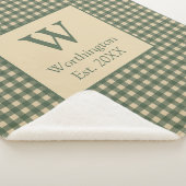 Couverture Sherpa Vert monogramme Marron Beige Buffalo à carreaux Ca (3/4)