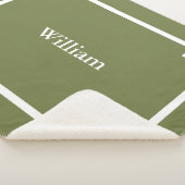 Couverture Sherpa Vert olive et clé grecque monogrammée blanc (3/4)