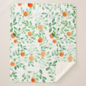 Couverture Sherpa Vert orange Tangerine Provence Aquarelle (Devant)
