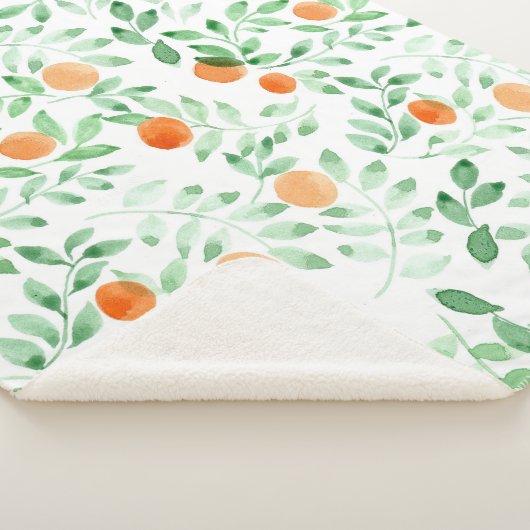 Couverture Sherpa Vert orange Tangerine Provence Aquarelle (3/4)