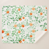 Couverture Sherpa Vert orange Tangerine Provence Aquarelle (Devant (Horizontal))