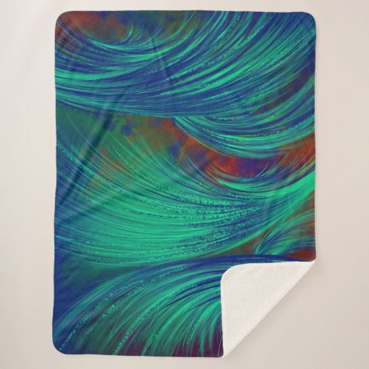 Couverture Sherpa Vert - Plumes Phoenix (Devant)