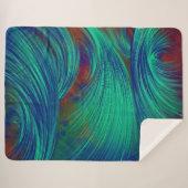 Couverture Sherpa Vert - Plumes Phoenix (Devant (Horizontal))