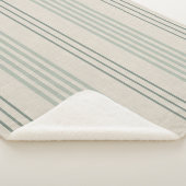 Couverture Sherpa Vert sauge classique motif rayure ticking (3/4)