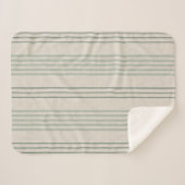 Couverture Sherpa Vert sauge classique motif rayure ticking (Devant (Horizontal))