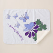 Couverture Sherpa Vert violet bleu Doodle Fleur Papillons Baby (Devant (Horizontal))