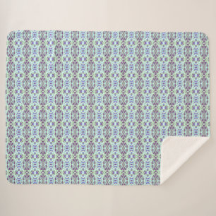 Couverture Sherpa Vert violet gris bleu Art déco fauteuil de lit