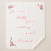 Couverture Sherpa Veux-Tu M'Épouser ? Proposition Coeurs roses (Devant)