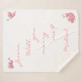 Couverture Sherpa Veux-Tu M'Épouser ? Proposition Coeurs roses (Devant (Horizontal))