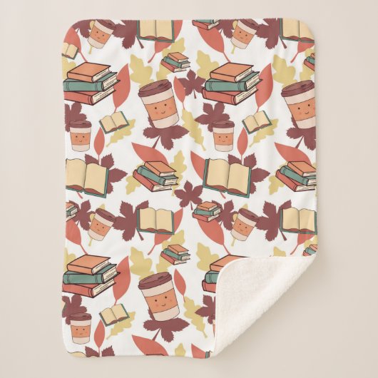 Couverture Sherpa Vibes d'automne confortables Kawaii (Devant)