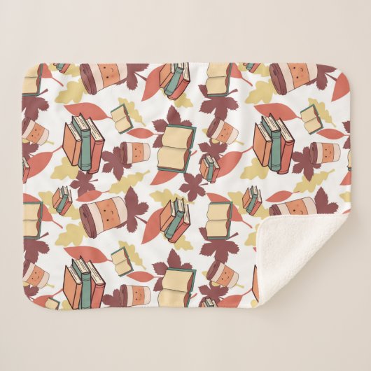 Couverture Sherpa Vibes d'automne confortables Kawaii (Devant (Horizontal))