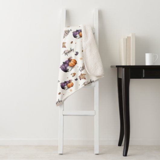 Couverture Sherpa Vibes d'automne Motif sans couture (En situation)