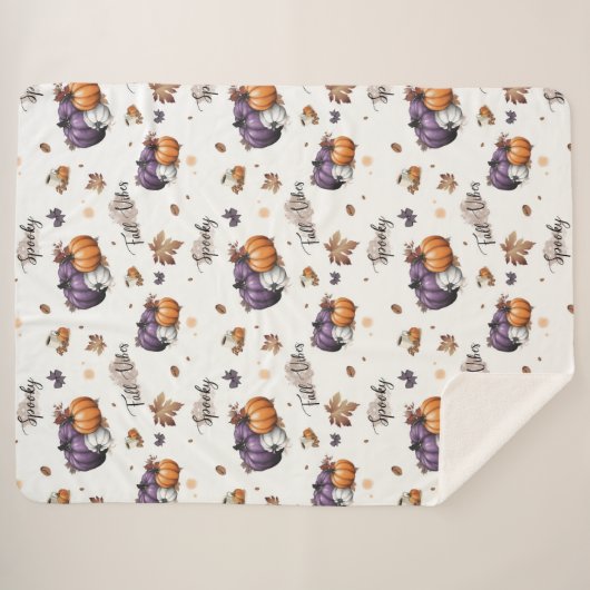Couverture Sherpa Vibes d'automne Motif sans couture (Devant (Horizontal))