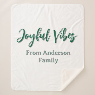 Couverture Sherpa Vibes joyeux Noël vert nom de famille