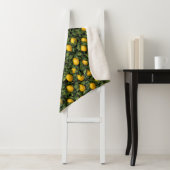 Couverture Sherpa Vibrant Lemon Citrus Tree Pattern (En situation)