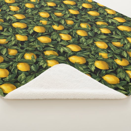 Couverture Sherpa Vibrant Lemon Citrus Tree Pattern (3/4)
