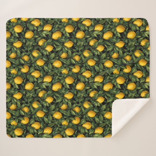 Couverture Sherpa Vibrant Lemon Citrus Tree Pattern (Devant (Horizontal))