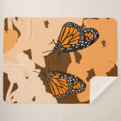 Couverture Sherpa Vibrant Orange Alimentation Monarque Papillon Pair (Devant (Horizontal))