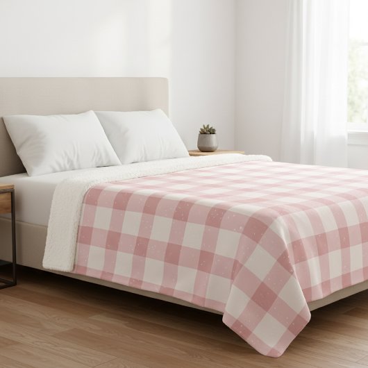 Couverture Sherpa Vichy checkered blanket.