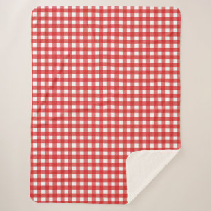 Couverture Sherpa Vichy rouge et blanc