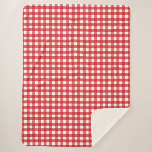Couverture Sherpa Vichy rouge et blanc (Devant)