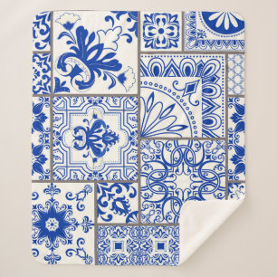 Couverture Sherpa Victorian Majolica : Patchwork Tile Motif.