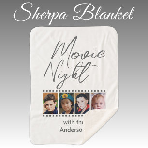 Couverture Sherpa Vidéo nuit 4 photo famille gris