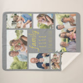 Couverture Sherpa Vie familiale Citation Gris et Jaune Multi Photo (Devant (Horizontal))
