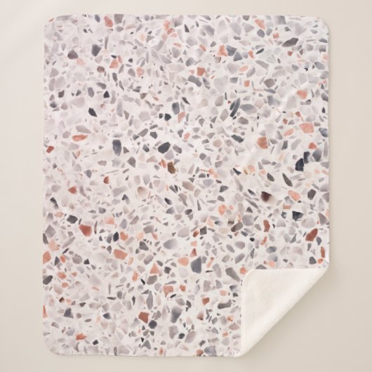 Couverture Sherpa Vieille texture terrazzo, motif d'hamper. (Devant)