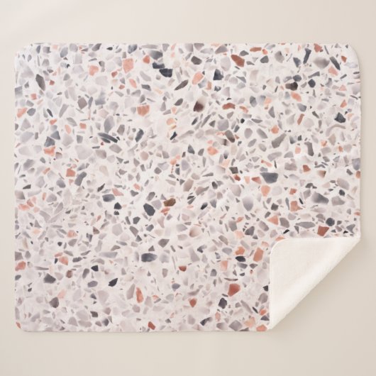Couverture Sherpa Vieille texture terrazzo, motif d'hamper. (Devant (Horizontal))