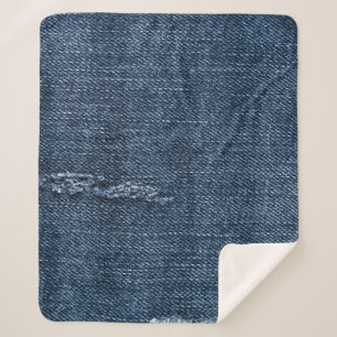 Couverture Sherpa Vieux denim déchiré : texture de jeans.