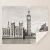 Couverture Sherpa Vieux Londres, noir et blanc. (Devant (Horizontal))