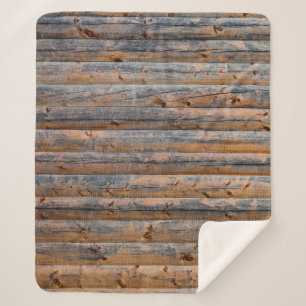 Couverture Sherpa Vieux mur de planches en bois avec fissures. Poutr