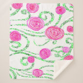 Couverture Sherpa Vignes vert et rose (Devant)